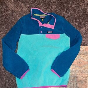 Patagonia Blue and Pink Fleece Sweater